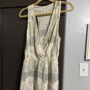 Grey and white silk dress